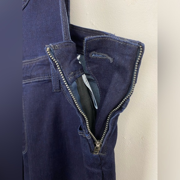 Kancan size XL Women’s Dark Blue Denim Topanga High Rise Ankle Skinny Overalls - Picture 6 of 11